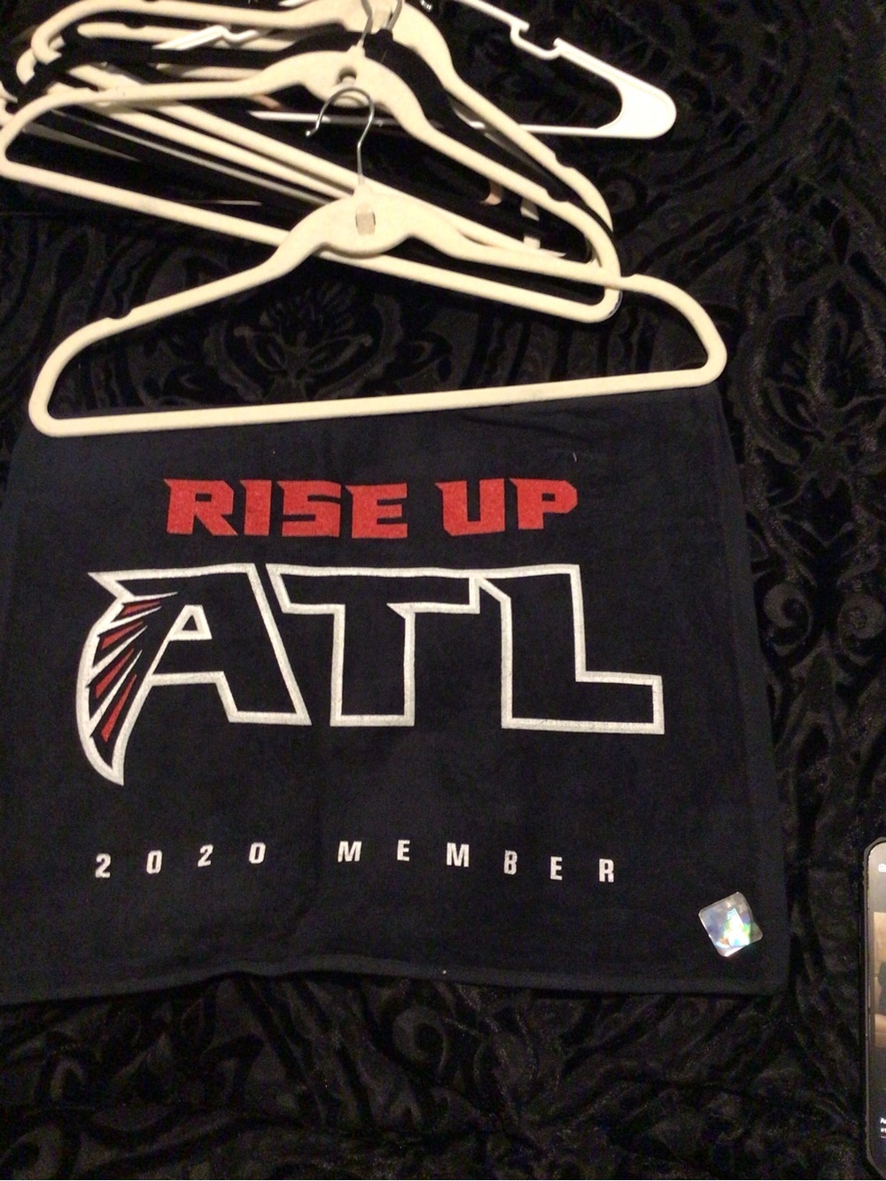 NFL Black 'Rise Up ATL' Kids Short Sleeve Tee with Red & White Graphics